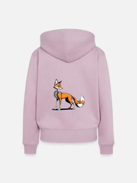 Fuchs Skelett Illustration - Frauen Premium Bio Zip Hoodie - Altrosa