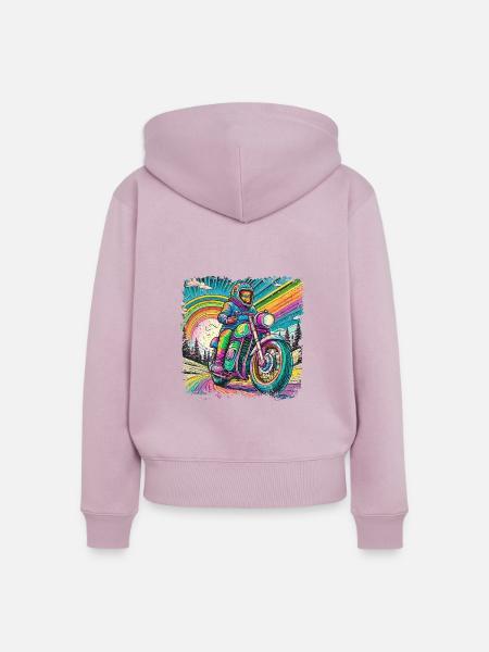 Berge im psychedelischem Biker-Rausch - Frauen Premium Bio Zip Hoodie - Altrosa