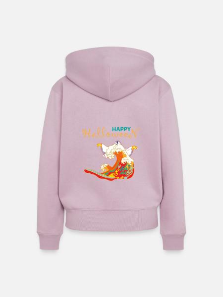 Halloween Gespenst und Meer - Frauen Premium Bio Zip Hoodie - Altrosa