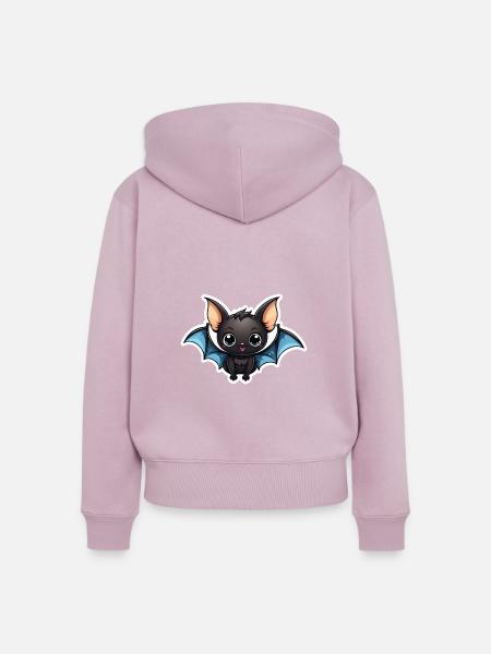 Fledermaus Niedlich Illustration - Frauen Premium Bio Zip Hoodie - Altrosa