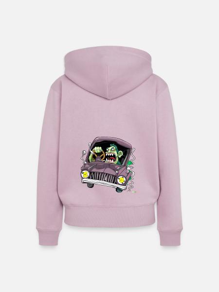 Zombie fährt ein Auto - Frauen Premium Bio Zip Hoodie - Altrosa