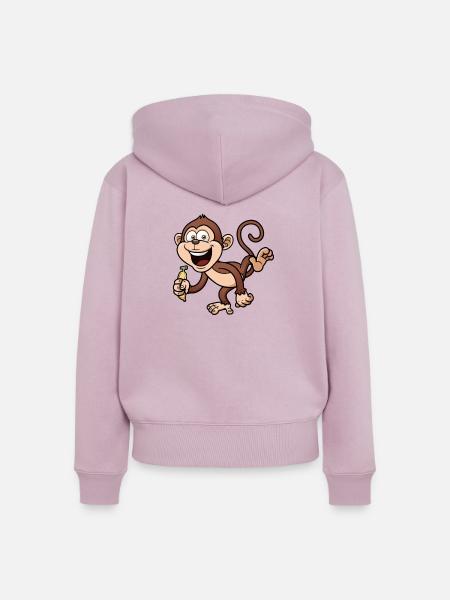 Lustiger Affe - Frauen Premium Bio Zip Hoodie - Altrosa