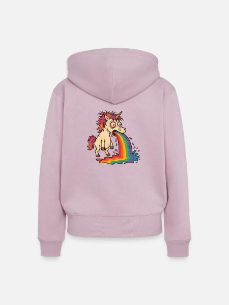 kotzendes Einhorn - Frauen Premium Bio Zip Hoodie - Altrosa