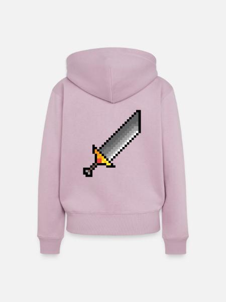 Riesen Schwert Pixel Art - Frauen Premium Bio Zip Hoodie - Altrosa