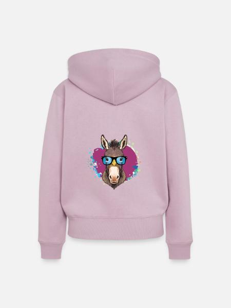 Esel,graffiti ,malerei , bunt,Nerd - Frauen Premium Bio Zip Hoodie - Altrosa