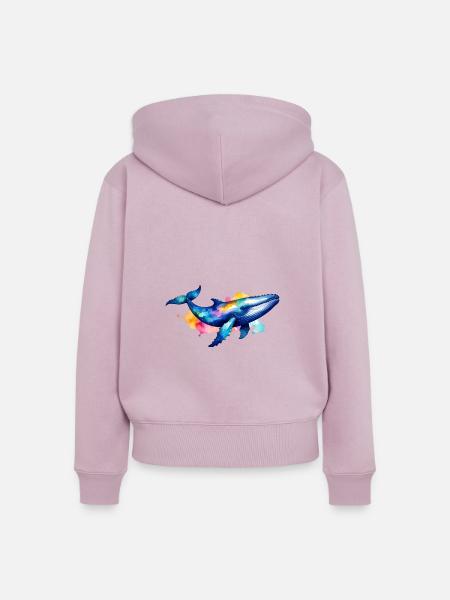 Wal, Walfisch,Graffiti, bunt, Malerei - Frauen Premium Bio Zip Hoodie - Altrosa