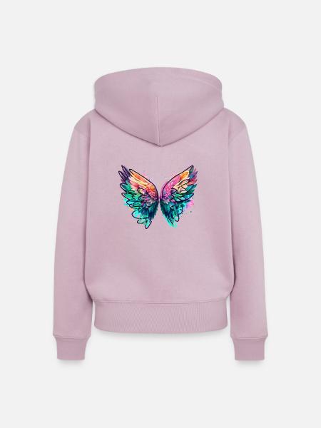 Engelsflügel,angelwings, Graffiti,bunt - Frauen Premium Bio Zip Hoodie - Altrosa