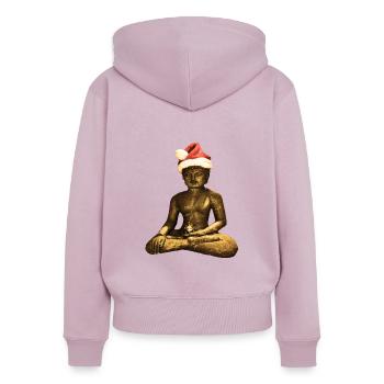 Xma's Buddha - Women's Premium Organic Zip Hoodie - dusky pink - Back - Julia (174cm)
