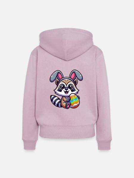 Oster-Waschbär in Ei-Verkleidung Cartoon - Frauen Premium Bio Zip Hoodie - Altrosa