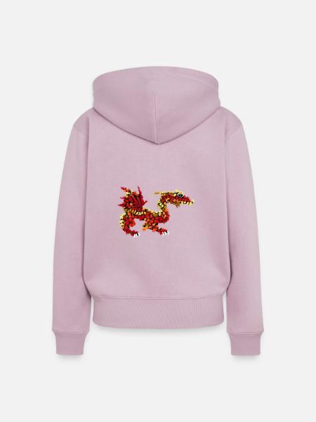 Drache aus Herbstlaub - Frauen Premium Bio Zip Hoodie - Altrosa