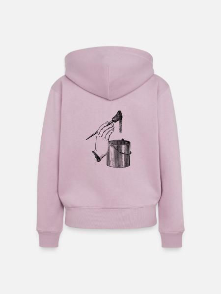 Hand mit Farbeimer - Frauen Premium Bio Zip Hoodie - Altrosa