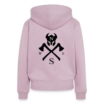 viking nord - Frauen Premium Bio Zip Hoodie - Altrosa - Hinten - Julia (174cm)