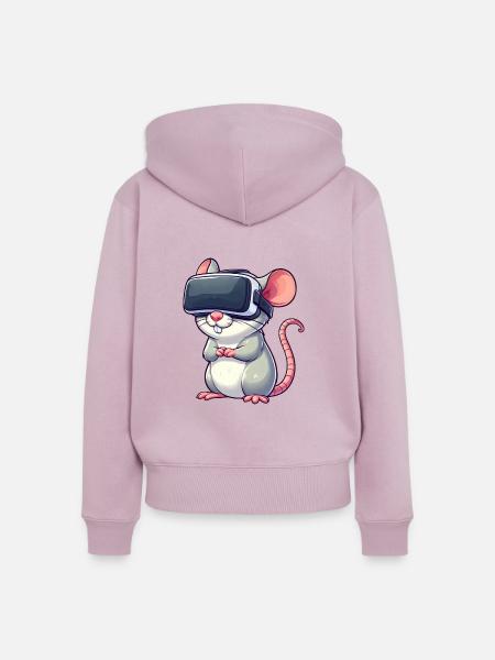 VR-Gaming Ratte und Maus - Frauen Premium Bio Zip Hoodie - Altrosa