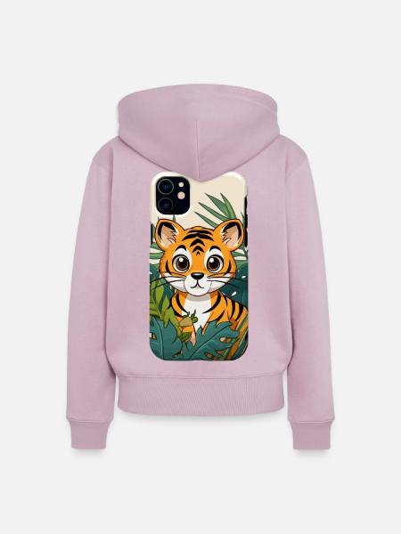 Tigerjunge im Dschungel - Frauen Premium Bio Zip Hoodie - Altrosa