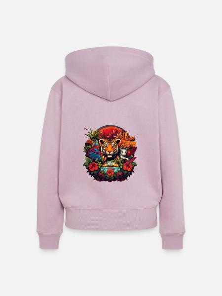 Tiger im Dschungel - Frauen Premium Bio Zip Hoodie - Altrosa