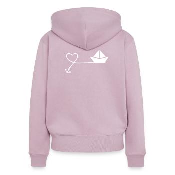 maritim herz anker boot - Frauen Premium Bio Zip Hoodie - Altrosa - Hinten - Julia (174cm)