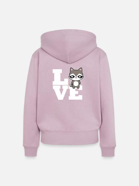 Waschbär - Frauen Premium Bio Zip Hoodie - Altrosa