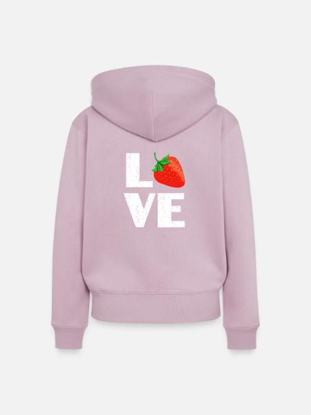 Erdbeeren - Frauen Premium Bio Zip Hoodie - Altrosa