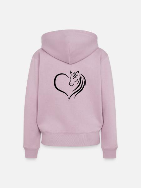 Pferde Liebe Herz - Frauen Premium Bio Zip Hoodie - Altrosa