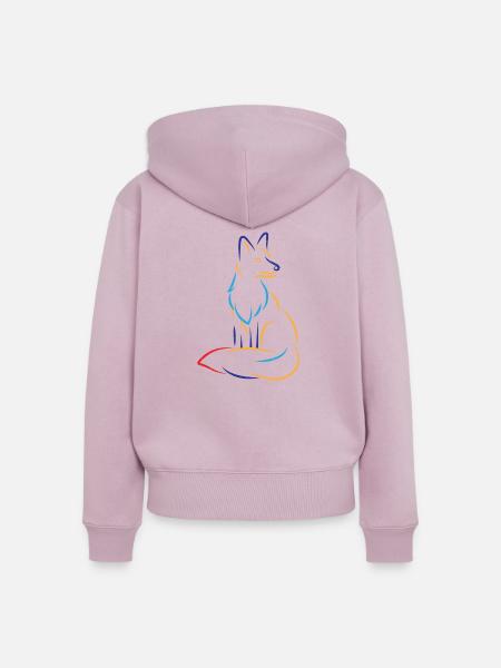 Fox Fuchs Waldtier Silhouette - Frauen Premium Bio Zip Hoodie - Altrosa