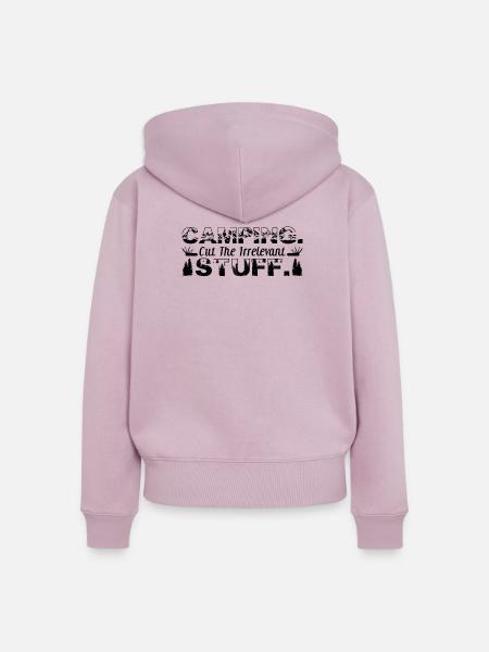Camping. Cut the irrelevant stuff. - Frauen Premium Bio Zip Hoodie - Altrosa