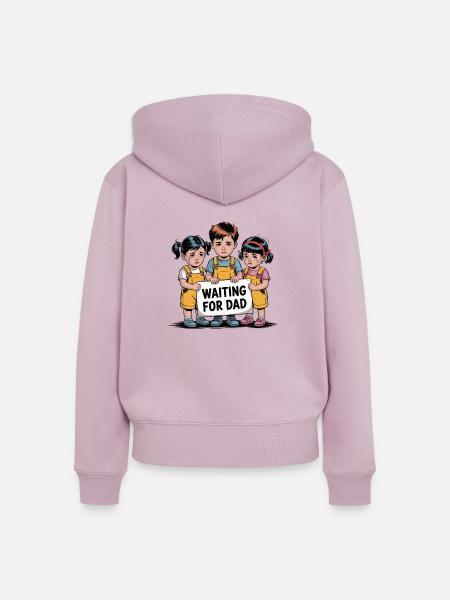 WARTEN AUF PAPA - Frauen Premium Bio Zip Hoodie - Altrosa
