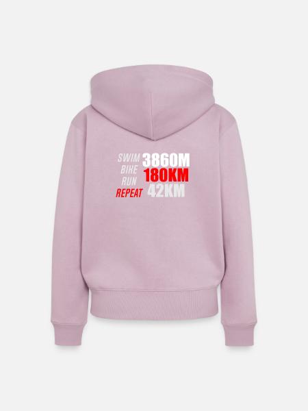 Offizielle Distanzen Iron Man Triathlon - Frauen Premium Bio Zip Hoodie - Altrosa