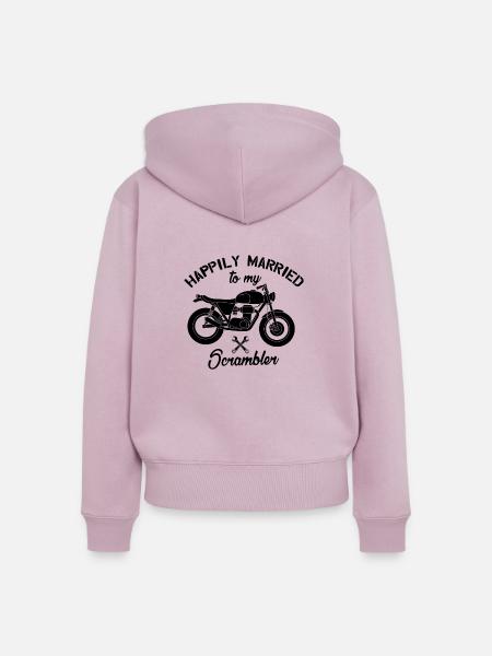 Glücklich verheiratet mit meinem Scrambler - Frauen Premium Bio Zip Hoodie - Altrosa