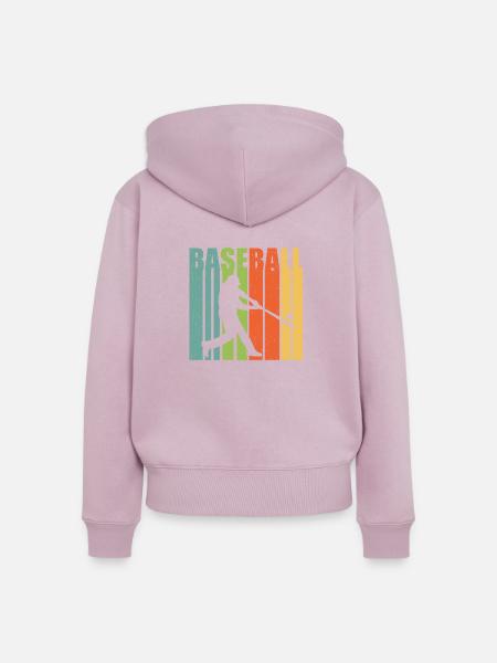Baseball Schlagmann retro - Frauen Premium Bio Zip Hoodie - Altrosa