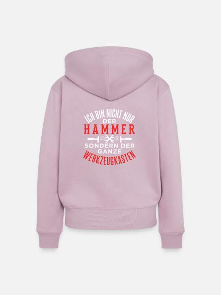 Heimwerker Hammer Werkzeugkasten - Frauen Premium Bio Zip Hoodie - Altrosa