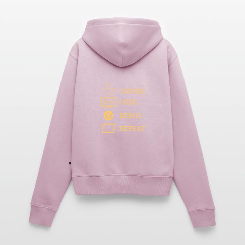 « Coffee Code Debug Repeat » | Programmeurs Sweat à capuche zippé Premium bio Femme