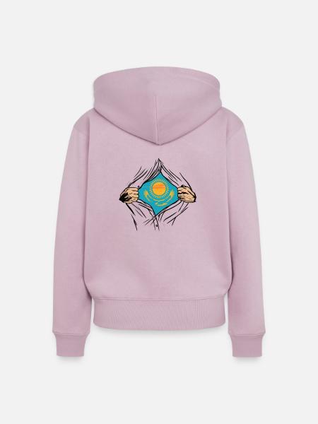 Kasachstan Flagge für Kasache - Frauen Premium Bio Zip Hoodie - Altrosa