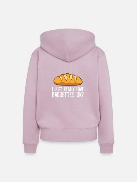 Ich mag Baguettes einfach sehr - Frauen Premium Bio Zip Hoodie - Altrosa