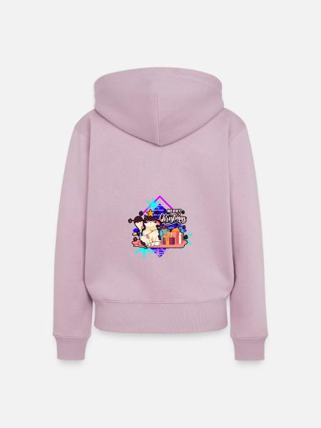 Verärgerte Katze am Baum - Frauen Premium Bio Zip Hoodie - Altrosa