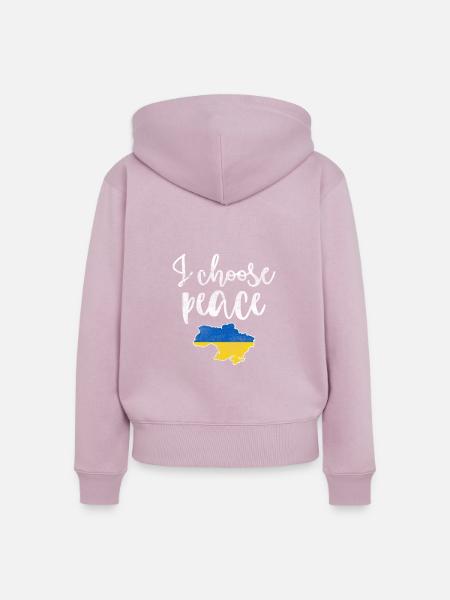 Ukraine Solidarität - Frauen Premium Bio Zip Hoodie - Altrosa