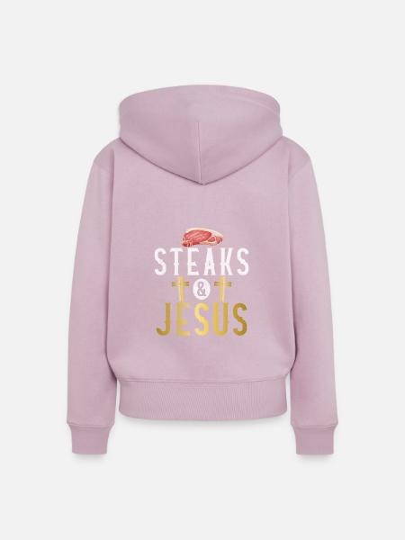 Steak Lover Steak Geschenk - Frauen Premium Bio Zip Hoodie - Altrosa