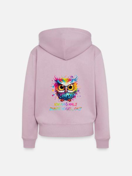 LUSTIGE BUNTE EULE - Frauen Premium Bio Zip Hoodie - Altrosa