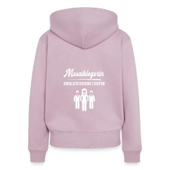 Mosaiklegerin Chefin Mosaiklegerei Fliesenleger - Frauen Premium Bio Zip Hoodie - Altrosa - Hinten - Julia (174cm)