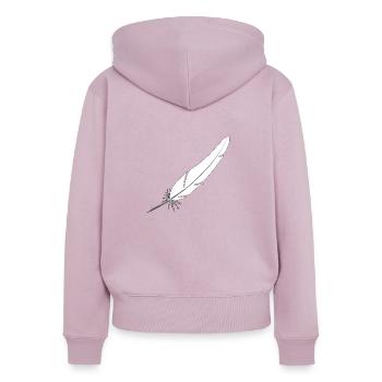 Feder weiß - Frauen Premium Bio Zip Hoodie - Altrosa - Hinten - Julia (174cm)