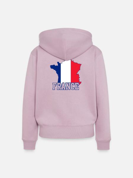 Frankreich-Trikolore-Kartenemblem - Frauen Premium Bio Zip Hoodie - Altrosa