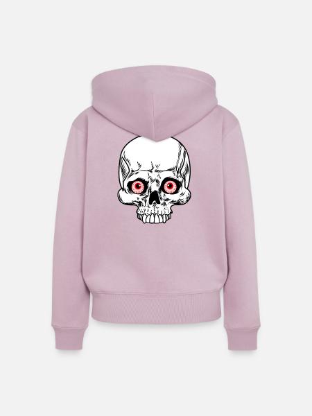 Schädelskelett mit roten Augäpfeln - Frauen Premium Bio Zip Hoodie - Altrosa