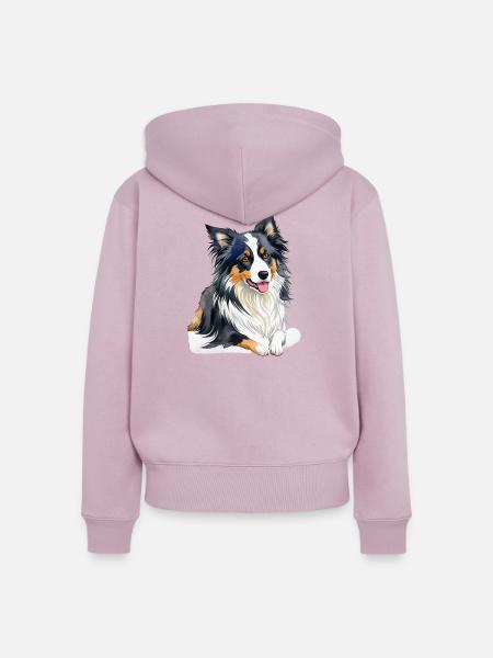 Border Collie - Frauen Premium Bio Zip Hoodie - Altrosa