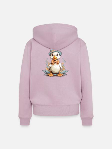 Ente mit Hut - Frauen Premium Bio Zip Hoodie - Altrosa