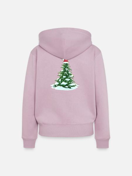 Weihnachtsbaum mit Weihnachtsmütze - Frauen Premium Bio Zip Hoodie - Altrosa