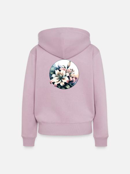 Lilien gezeichnet - Frauen Premium Bio Zip Hoodie - Altrosa