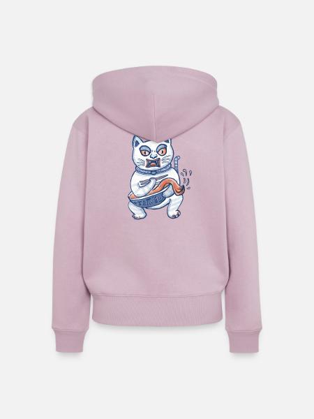 Glückskatze mit Ramen - Frauen Premium Bio Zip Hoodie - Altrosa