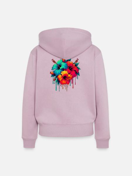 Hibiskusblüten - Frauen Premium Bio Zip Hoodie - Altrosa