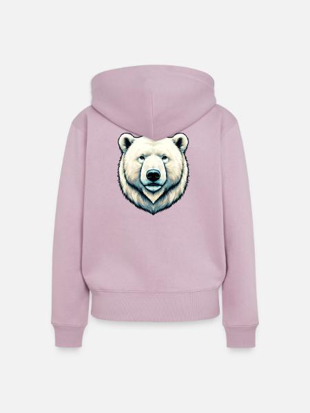 Weißer Eisbär - Frauen Premium Bio Zip Hoodie - Altrosa