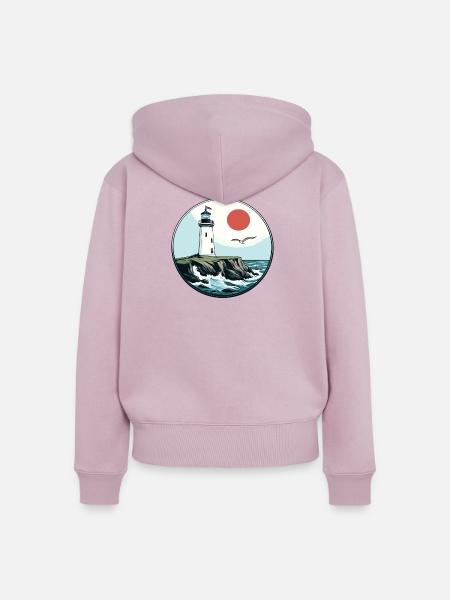 Leuchtturm - Frauen Premium Bio Zip Hoodie - Altrosa