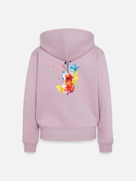 Farbenfrohe Violinenkunst - Frauen Premium Bio Zip Hoodie - Altrosa